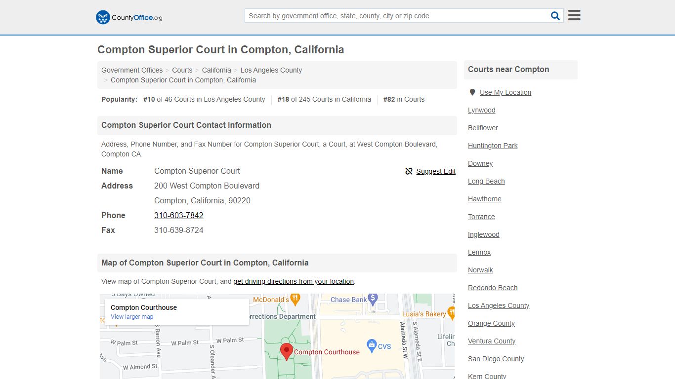 Compton Superior Court in Compton, California - County Office